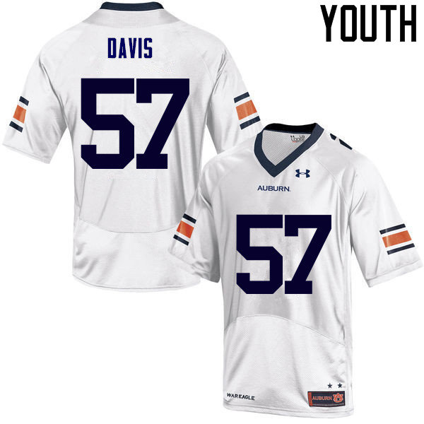 Youth Auburn Tigers #57 Deshaun Davis White College Stitched Football Jersey
